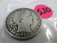 1912-D Barber silver half dollar, good