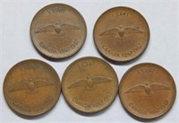 (5) 1967 Canada Small Cents
