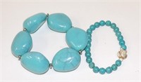 2 Turquoise Beaded Bracelets