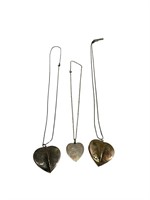 3 Sterling Heart Charm Necklaces