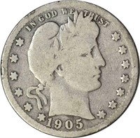 1905-S BARBER QUARTER - GOOD