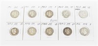 10 BARBER QUARTERS - 1907-D to 1916-D