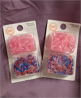 2pk 1000ct Pink/Clear & Blue/Red Hair Elastics A21