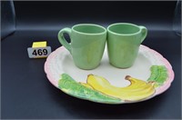 Kitchy banana plate & mini mugs