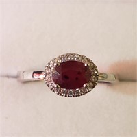 $180 Silver Rhodium Plated Ruby(1ct) Ring