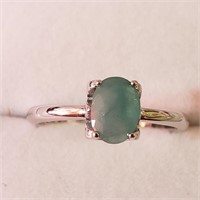 $100 Silver Rhodium Plated Emerald(1ct) Ring