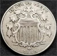 1883 Shield Nickel, Better Grade Example