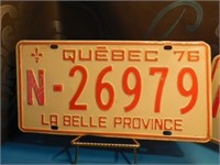 Plaque Immatriculation Québec  1976