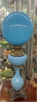 Blue And Brass Gone With The Wind Parlor Lamp