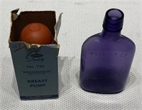 2 pcs. Antique Breast Pump & SCA Glass Bottle