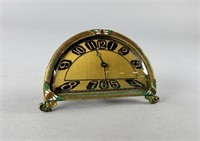 Art Deco Silvercraft Brass Enameled Clock