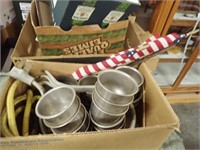 Sockets In Metal Case, Several Metal Bowls,