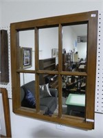 PINE 6 PANEL WINDOWPANE MIRROR