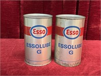 2 Esso 1qt Motor Oil Cans - Sealed