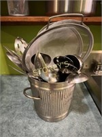 Utensil Holder w/ Qty of Scoops, Ladles, Flippers,