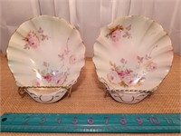 Norleans Candy Dish Set Rose's with Gold Trim