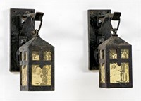 Arts & Crafts, Pair of Monk Head Wall Sconces