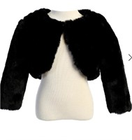 (XL - black fur) Girls Black Stylish Faux Fur