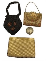 3 Vintage Hand Purses, Chain Mill Coin Bag