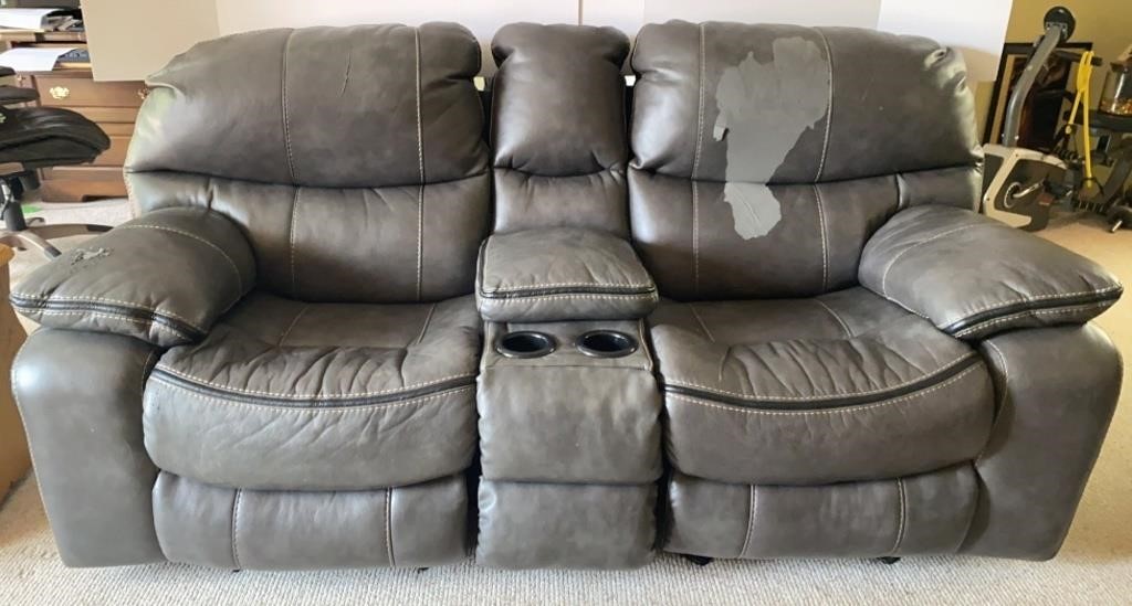 Faux Leather Rocker/Recliner Couch