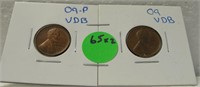 2 - 1909-VDB LINCOLN WHEAT CENTS - 2 X BID