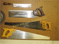 Lot of four hand saws