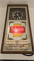 Schmidt Beer Lighted Advertising Clock. Clock