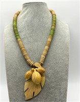 Vintage BOHO Wooden MCM Abstract Necklace