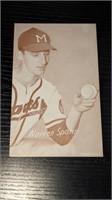 1946 66 Baseball Exhibit Card Warren Spahn Stats