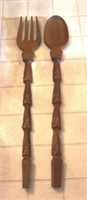 Pair Large Wood Spoon & Fork Set