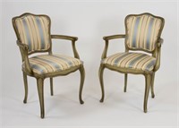 Pr. Louis XVI Style Carved and Painted Fauteuil