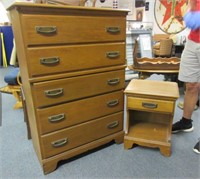 vintage oak chest & nightstand