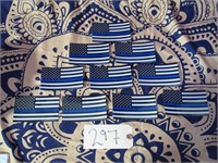 QTY 10 Thin Blue Line Police Support Flag Stickers