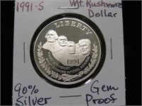 1991 S MT. RUSHMORE DOLLAR 90% GEM PROOF