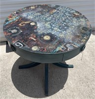 Art Deco Drum Table 
One of a kind deco podge