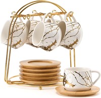 LUKA Ceramic Espresso Cups with Saucers 4 oz