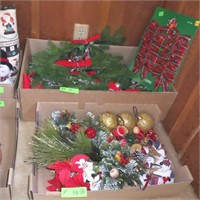 2 BL- CHRISTMAS DECOR- SWAGS, ORNAMENTS, BOWS, ETC