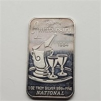 1984 NATIONAL 1 TROY OZ SILVER BAR