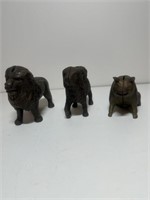 3 Cast iron animals