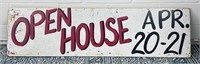 Open House hand painted wooden sign