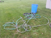 Garden hoses with trash can