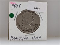 1949 90% silver Franklin Half $1 Dollar