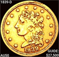 1839-D $2.50 Gold Quarter Eagle CLOSELY UNC