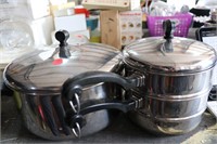 lot of 2 pots - stock and double boiler