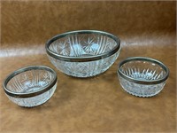 Vintage Cut Glass and Silver Plate Bowl Set