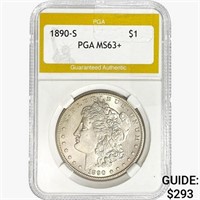 1890-S Morgan Silver Dollar PGA MS63+