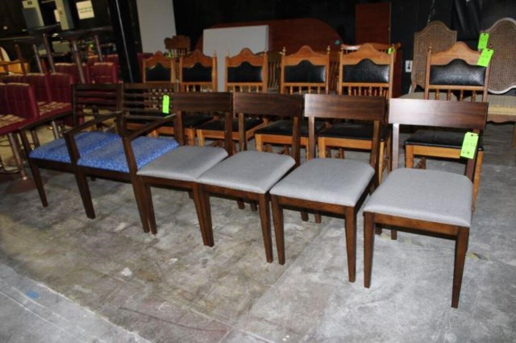 (4) Side Chairs & (2) Blue Seat Arm Chairs