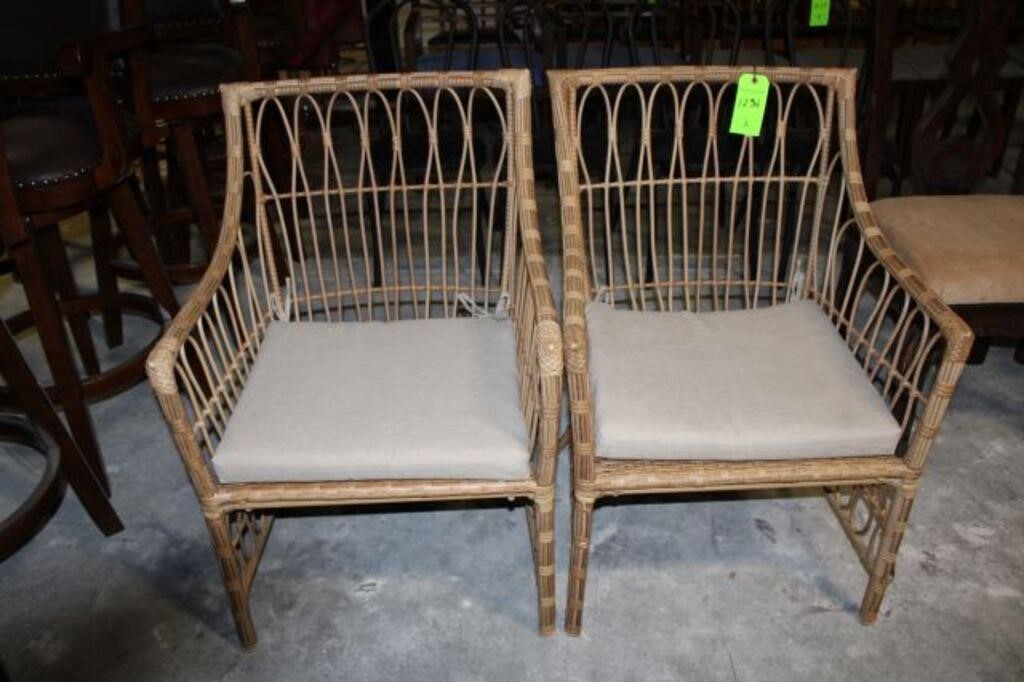 (2) Rattan Arm Chairs