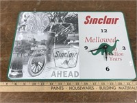 Sinclair Dinosaur Metal Clock / Sign