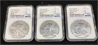 (3) 2021 SILVER AMERICAN EAGLES, MS70 TYPE 2